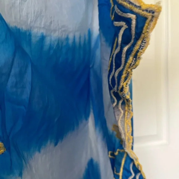 Sir Alistair Rai Blue and Yellow Asymmetrical Dress - Picture 3 of 4